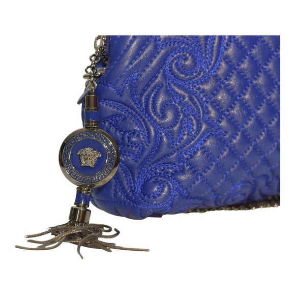Gianni Versace Vanitas Quilted Leather Shoulder Bag in Electric Blue - Picture 12 of 16